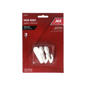 Ace 3-Piece Draw Hook White 5 x 2.1cm Ace 3-Piece Draw Hook White 5 x 2.1cm